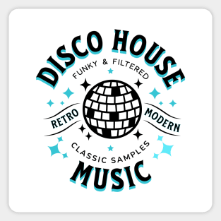 DISCO HOUSE  - Retro Modern Disco Ball (Black/Blue) Sticker